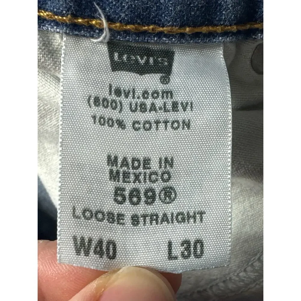 Levi's 569 Men's Loose Straight Leg Blue Jeans - Size 40x30 (40x28.5)